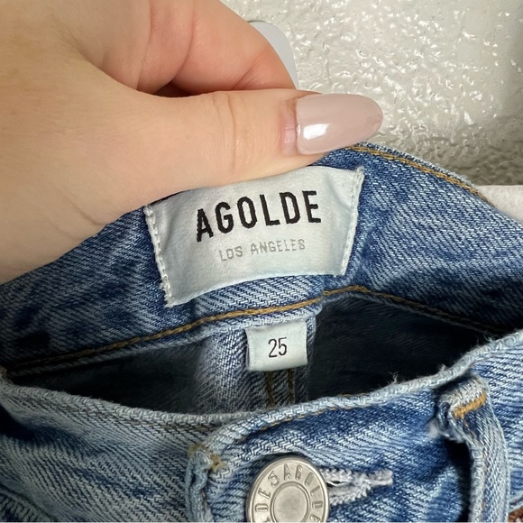 Agolde Riley High Rise Straight Crop in Blitz Distressed 100% Cotton Size 25 - Picture 4 of 6